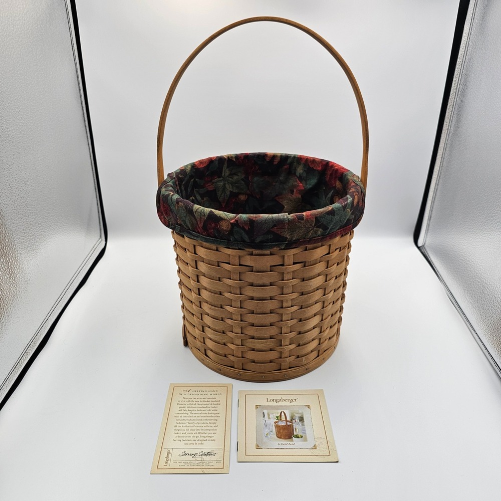 Longaberger Ice Bucket Basket Autumn Leaf Fall Liner & Insulated Protector 2003